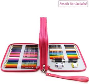 img 2 attached to YOUSHARES 120 Slots Pencil Case - PU Leather Multi-layer Zipper Pen Bag with Handle Strap for Prismacolor Watercolor Pencils, Crayola Colored Pencils, Marco Pens, and Cosmetic Brushes (Pink)