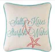 🌊 c&f home 10-inch embroidery pillow, salty kisses starfish wishes decorative beach ocean coastal throw accent pillow for sofa, couch, or bed decoration – 10x10 multi logo