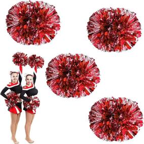 img 4 attached to 📣 4-Piece Supkiir Cheerleading Pom Poms Set - Cheerleader Costume Accessories for Women, 2 Pairs of Cheer Pompoms - Perfect for School Sports Games, Team Spirit, Cheering, and Dancing