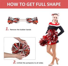 img 1 attached to 📣 4-Piece Supkiir Cheerleading Pom Poms Set - Cheerleader Costume Accessories for Women, 2 Pairs of Cheer Pompoms - Perfect for School Sports Games, Team Spirit, Cheering, and Dancing