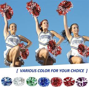 img 3 attached to 📣 4-Piece Supkiir Cheerleading Pom Poms Set - Cheerleader Costume Accessories for Women, 2 Pairs of Cheer Pompoms - Perfect for School Sports Games, Team Spirit, Cheering, and Dancing