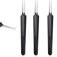 🔪 premium stainless steel ingrown hair tweezers set - splinter & blackhead remover, precision eyebrow tweezers for facial hair logo