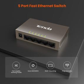 img 3 attached to 🔌 Tenda TEF1005D: 5-портовый коммутатор Fast Ethernet с прочным металлическим дизайном для эффективного разделения сети, удобной настройки Plug & Play и пожизненной защитой
