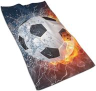 🔥 antcreptson soccer ball on fire and water flame splashing thunder lightning soft comfortable super-absorbent towel – versatile bathroom, kitchen, spa, gym, yoga 15.7×27.5 inch logo