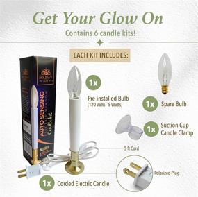 img 2 attached to 🕯️ Holiday Joy Window Candles Kit - 6-Pack of 9-Inch-Tall Electric Candles with Auto Sensor, Suction Cup Holder, and 2 Bulbs - 5W, 120V