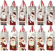 🎅 набор из 12 подарочных мешков санта-клауса и винных мешков на рождество (5 x 13.5 x 4 дюйма) логотип