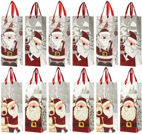 img 4 attached to 🎅 Set of 12 Santa Claus Christmas Gift Bags and Wine Bags (5 x 13.5 x 4 Inches)