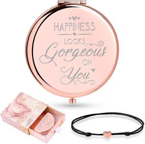 img 4 attached to Unique Stocking Stuffer for Women: Cute Compact Mirror & Bonus Wish Bracelet - Best Gift for Her, Best Friend, Mom, Daughter, Wife, Sister, Girlfriend - Inspirational & Fun Gift Ideas