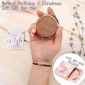 img 3 attached to Unique Stocking Stuffer for Women: Cute Compact Mirror & Bonus Wish Bracelet - Best Gift for Her, Best Friend, Mom, Daughter, Wife, Sister, Girlfriend - Inspirational & Fun Gift Ideas