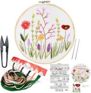 🌺 beginner's embroidery kit: includes hoop, color threads, and scissors - handmade needlepoint set for adults and kids - red flower design logo