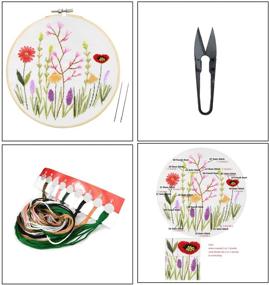 img 3 attached to 🌺 Beginner's Embroidery Kit: Includes Hoop, Color Threads, and Scissors - Handmade Needlepoint Set for Adults and Kids - Red Flower Design