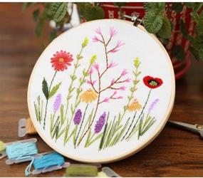 img 2 attached to 🌺 Beginner's Embroidery Kit: Includes Hoop, Color Threads, and Scissors - Handmade Needlepoint Set for Adults and Kids - Red Flower Design