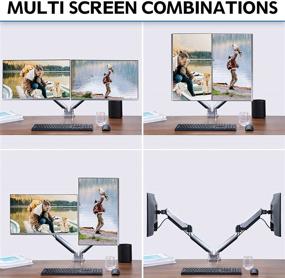 img 1 attached to 🖥️ MOUNTUP Dual Monitor Desk Mount: Adjustable Gas Spring Stand for Two Max 32 inch Flat Curved Screens – Clamp & Grommet Base- Holds up to 17.6lbs!
