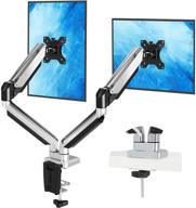 🖥️ mountup dual monitor desk mount: adjustable gas spring stand for two max 32 inch flat curved screens – clamp & grommet base- holds up to 17.6lbs! logo