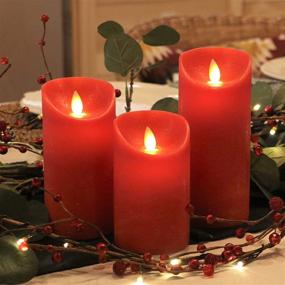 img 3 attached to 🕯️ Fanna Red Flameless Candles with Moving Flame - Set of 3, Battery Operated LED Candles with Timer and Remote, Textured Wax Finish, Batteries Included (H5"/6"/7")