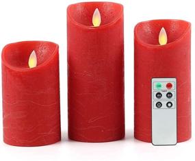 img 4 attached to 🕯️ Fanna Red Flameless Candles with Moving Flame - Set of 3, Battery Operated LED Candles with Timer and Remote, Textured Wax Finish, Batteries Included (H5"/6"/7")