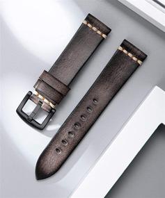 img 2 attached to 🕒 BINLUN Genuine Leather Watch Band | Rubbing Leather Straps | Vegetable Tanned Handmade Watch Band | Top Grain Leather Watch Bands for Men and Women | Black/Silver Buckle Straps | Available Sizes: 18-26mm