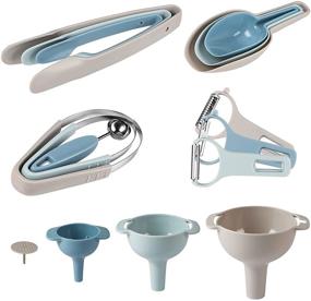 img 4 attached to 16-Piece PHAREGE Kitchen Utensils Set: Small Funnels, Ice Scoops, Vegetable Fruit Peeler, Salad Tongs, Melon Baller - Ideal for Bottle Filling, Canister Storage, Food Serving