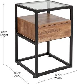 img 1 attached to 🪑 Rustic Wood Grain Finish Glass End Table with Drawer and Shelf by Taylor + Logan: Stylish and Functional Home Décor Addition