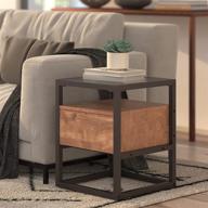 🪑 rustic wood grain finish glass end table with drawer and shelf by taylor + logan: stylish and functional home décor addition logo