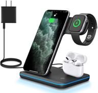 🔋 waitiee 3 in 1 wireless charger: fast 15w qi-certified charging station for apple iwatch, airpods, and iphone 12/11 series logo