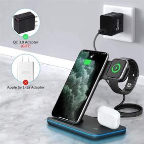 img 1 attached to 🔋 Waitiee 3 in 1 Wireless Charger: Fast 15W Qi-Certified Charging Station for Apple iWatch, AirPods, and iPhone 12/11 series