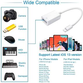 img 3 attached to 🔌 Lightning to USB Camera Adapter OTG Cable for iPhone/iPad Models – Supports Camera, Card Reader, USB Flash Drive, MIDI Keyboard (White)