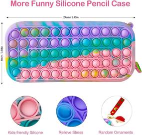 img 2 attached to 🎁 Large Capacity Pop Pencil Case: Silicone Storage Bag for Office and School Stationery, Perfect Christmas Gift