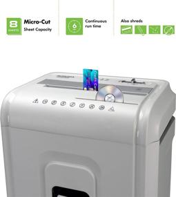 img 3 attached to Aurora High-Security Micro-Cut Shredder for Paper, 🔒 CD/DVDs, and Credit Cards (8-Sheet Capacity) in White/Gray