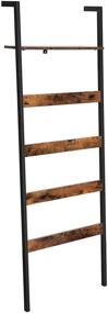 img 4 attached to 🧺 VASAGLE Blanket Ladder Shelf: Wall-Leaning Rack for Blankets, Scarves - Industrial Style, Rustic Brown and Black