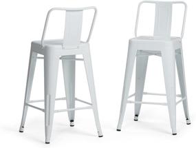 img 3 attached to 🪑 SimpliHome Rayne 24-inch White Metal Counter Height Stool Set of 2 for Kitchen and Dining Room - Square Design, Ideal for Industrial Décor