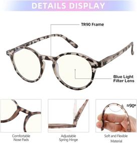 img 1 attached to JOOX Women's Blue Light Blocking Reading Glasses: Stylish Round Anti Glare Readers with Spring Hinge