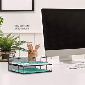 img 3 attached to 📚 Mindspace 2 Tier Stackable Letter Tray Desk Organizer: Black, The Mesh Collection