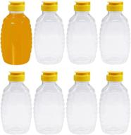 🍯 8 pack 16oz clear plastic honey jars - refillable squeeze bottles with leak proof flip-top lid for fresh honey логотип