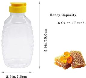 img 3 attached to 🍯 8 Pack 16oz Clear Plastic Honey Jars - Refillable Squeeze Bottles with Leak Proof Flip-Top Lid for Fresh Honey