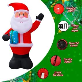 img 1 attached to SEASONBLOW 10 FT LED Light-Up Inflatable Santa Claus Decoration with Gift Box - Perfect for Lawn, Yard, Home Indoor, and Outdoor Holiday Décor