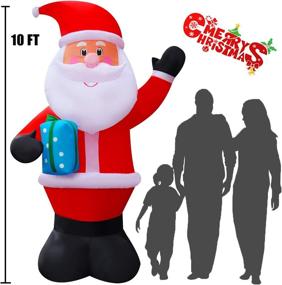 img 2 attached to SEASONBLOW 10 FT LED Light-Up Inflatable Santa Claus Decoration with Gift Box - Perfect for Lawn, Yard, Home Indoor, and Outdoor Holiday Décor