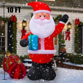 img 4 attached to SEASONBLOW 10 FT LED Light-Up Inflatable Santa Claus Decoration with Gift Box - Perfect for Lawn, Yard, Home Indoor, and Outdoor Holiday Décor