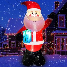 img 3 attached to SEASONBLOW 10 FT LED Light-Up Inflatable Santa Claus Decoration with Gift Box - Perfect for Lawn, Yard, Home Indoor, and Outdoor Holiday Décor