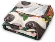 🦥 sara nell cute sloth flannel fleece blanket with floral flowers &amp; green leaves - funny animal print soft warm cozy plush blanket for bed couch sofa - ideal for girls/kids/boys, 50x40 inches logo