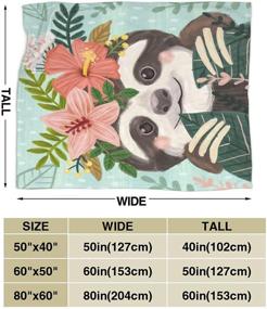 img 1 attached to 🦥 SARA NELL Cute Sloth Flannel Fleece Blanket with Floral Flowers &amp; Green Leaves - Funny Animal Print Soft Warm Cozy Plush Blanket for Bed Couch Sofa - Ideal for Girls/Kids/Boys, 50x40 Inches