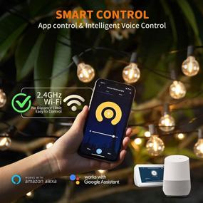 img 2 attached to 🏞️ XMCOSY+ Smart Outdoor String Lights – G40 Dimmable LED Globe String Lights for Patio, 50Ft Outdoor Patio Lights with 2.4GHz Wi-Fi Control by App, Compatible with Alexa, Waterproof & Extendable - Includes 25 Bulbs