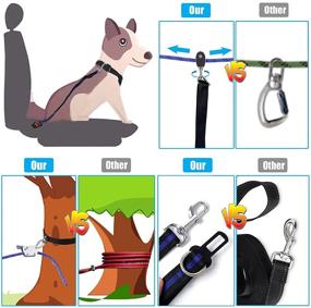 img 1 attached to 🐶 EKXOZV Dog Tie Out Cable: 50ft Overhead Trolley System with Anchor Hook, 8ft Elastic Bungee Leash – Up to 200lbs for Camping, Beach, Yard