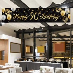 img 2 attached to 🎉 Shimmering Gold Glitter 90th Birthday Banner: Perfect Decorations for Milestone Anniversary Party Backdrop