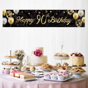 img 1 attached to 🎉 Shimmering Gold Glitter 90th Birthday Banner: Perfect Decorations for Milestone Anniversary Party Backdrop