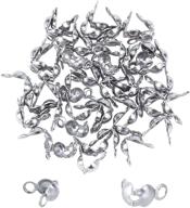 💍 unicraftale 50pcs stainless steel bead tips 2mm hole calotte ends clamshell knot cover bead end terminators crimp cap fold over for diy jewelry making crafts - 6.8x8.5mm logo