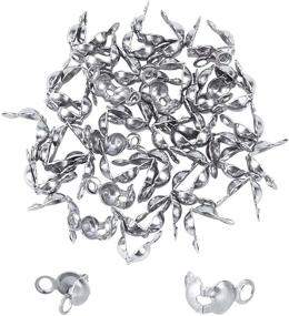 img 4 attached to 💍 UNICRAFTALE 50pcs Stainless Steel Bead Tips 2mm Hole Calotte Ends Clamshell Knot Cover Bead End Terminators Crimp Cap Fold Over for DIY Jewelry Making Crafts - 6.8x8.5mm