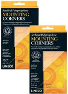 📸 pack of 100 lineco archival polypropylene mounting corners, 3 inches, clear - acid-free, pressure sensitive, non-yellowing, self-adhesive mounting for artwork, photographs, certificates (set of 2) logo