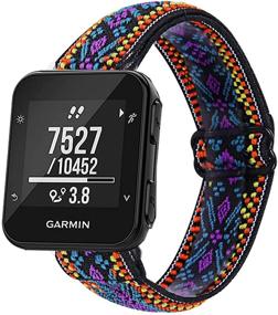 img 4 attached to Ремешок, совместимый с Garmin Forerunner 35, эластичная петля с вышивкой, регулируемый ремешок для браслета Forerunner 35/30 (богемский синий 2)