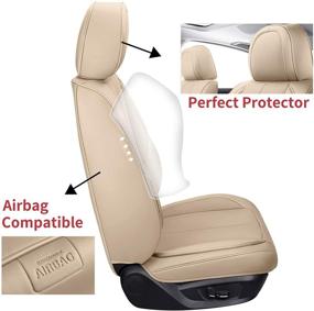 img 1 attached to 🚗 Waterproof Nappa Leather Car Seat Protectors Full Set - Coverado Front and Rear Seat Covers 4 Pieces, Universal Fit for Most Sedans SUV Pick-up Truck (Beige)